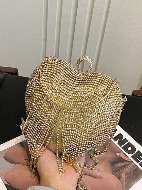 Heart Shape Shiny Tasseled Evening Bags & Clutches