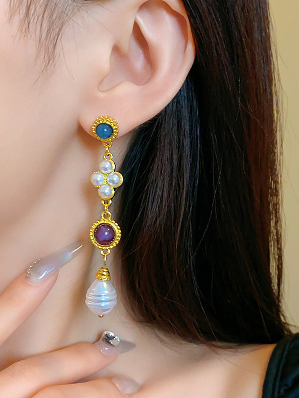 Geometric Tasseled Drop Earrings