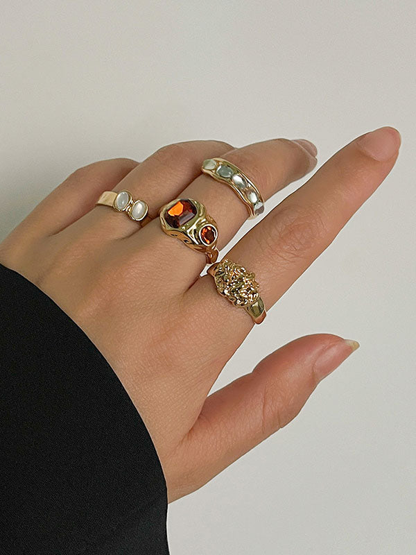 Geometric Rhine Stones Rings Accessories