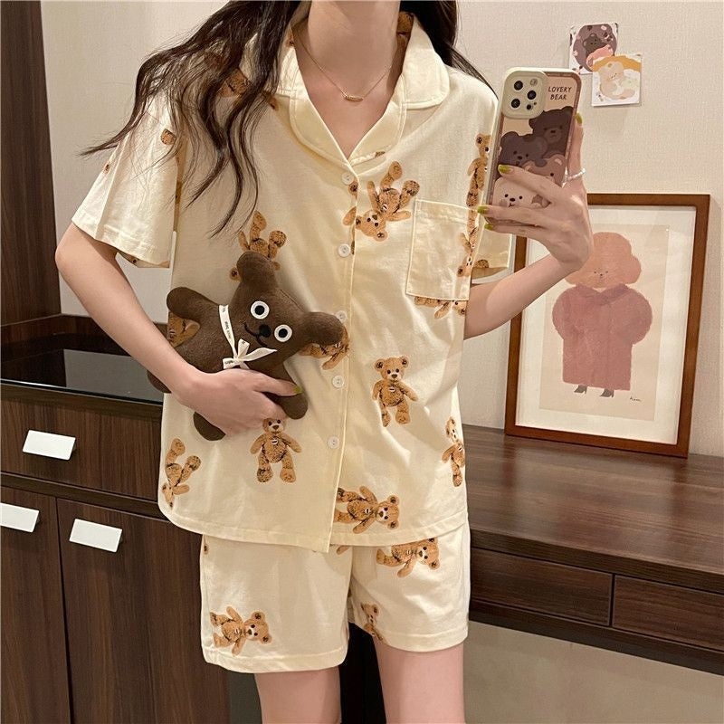 Women Minimalist Short Sleeve Top And Shorts Pajamas Set
