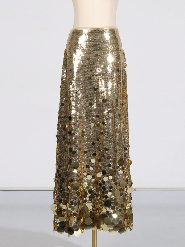 A-Line High Waisted Sequined Shiny Skirts Bottoms