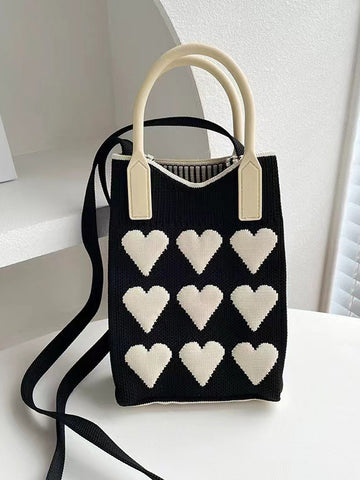 Heart Print Split-Joint Bags Crossbody Bags Handbags