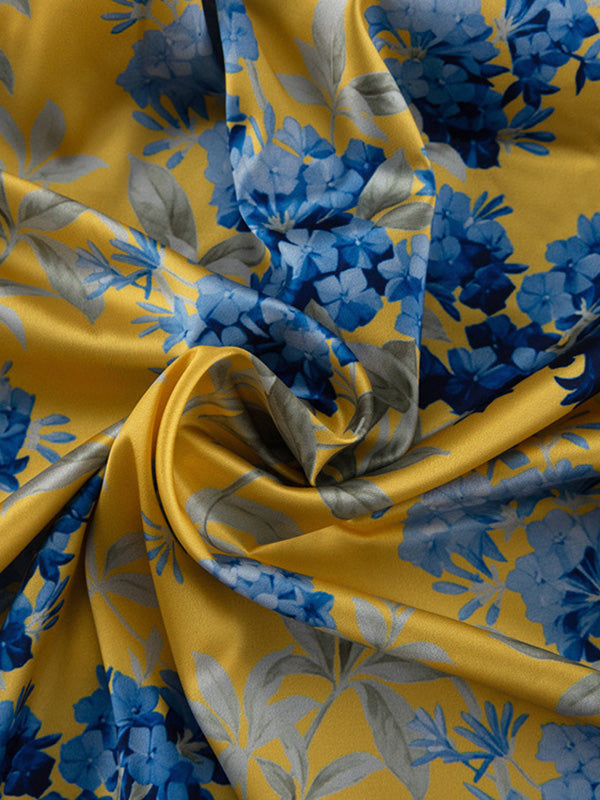 Loose Printed Split-Joint Deep V-Neck Lace-Up Blouse + Drawstring Elasticity Pants Trousers Two Pieces Set