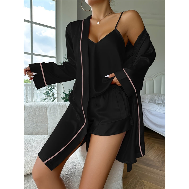 Women Elegant Fashion Pajamas Three-Piece Set