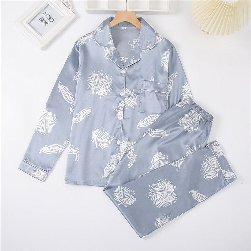 Women Fashion Dandelion Print Pajamas Two-Piece Set