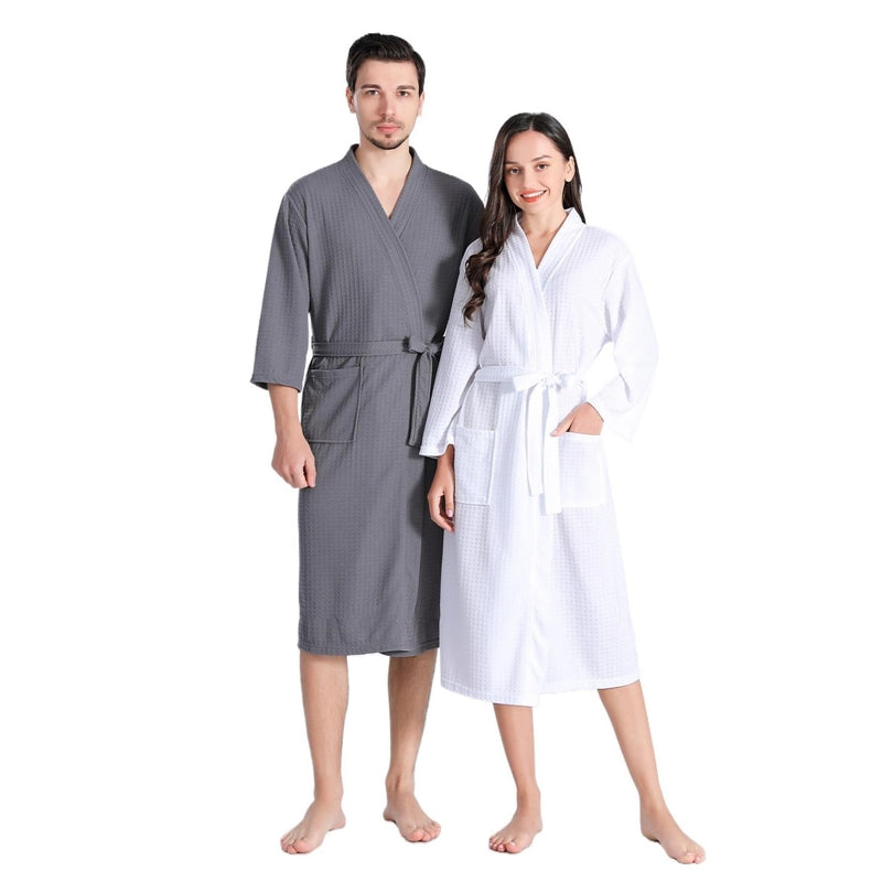 Fashion Casual Solid Color Waffle Thin Long-Sleeve Lace-Up Pajamas