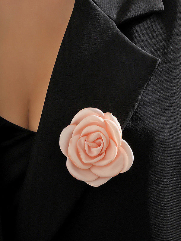 Solid Color Three-Dimensional Flower Brooch Accessories