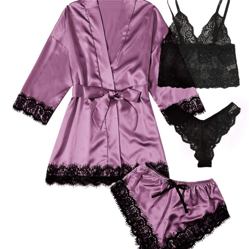 Women Sexy Home Pajamas Four-Piece Set