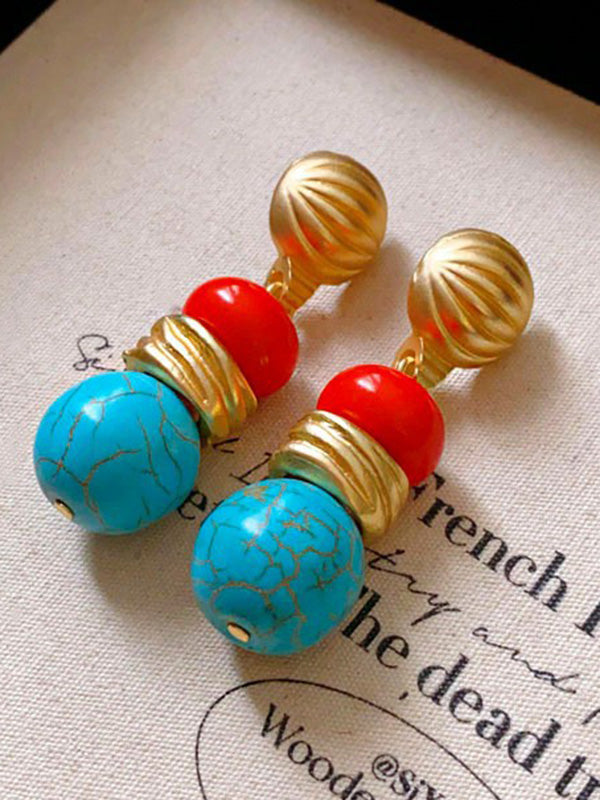 Contrast Color Geometric Drop Earrings