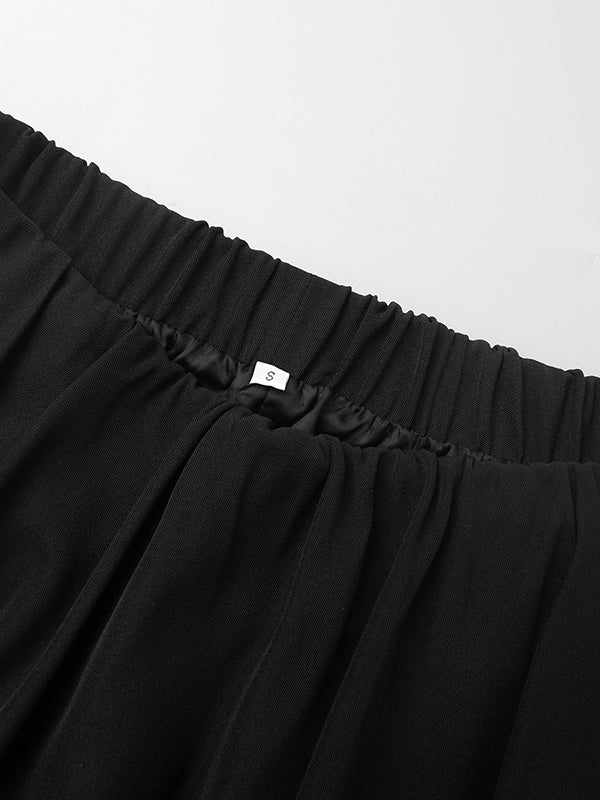 Solid Color Split-Joint Lapel Long Sleeves Blazer Suits + Pleated Mini Skirts Two Pieces Set