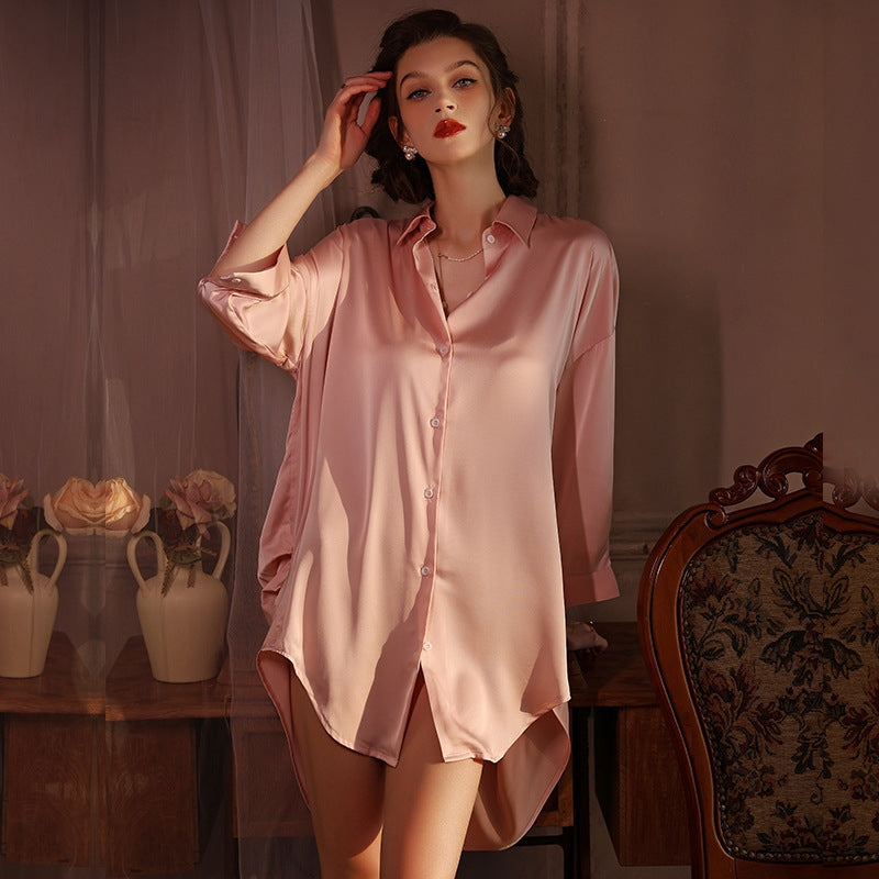 Women Sexy Solid Color Loose Pajamas