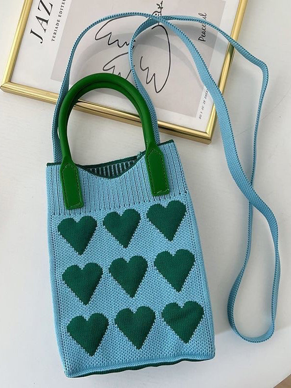 Heart Print Split-Joint Bags Crossbody Bags Handbags