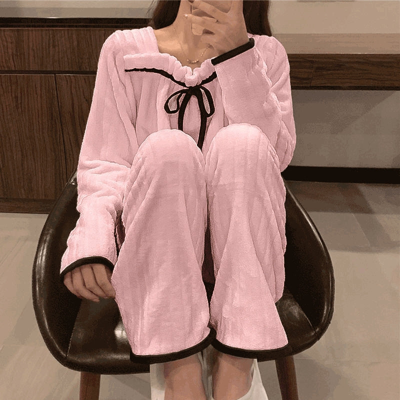 Winter Women Coral Fleece Pajamas Two-Piece Set