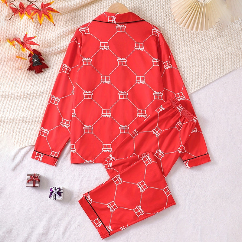 Christmas Women Fashion Printed Loose Pajamas Two-Piece Set