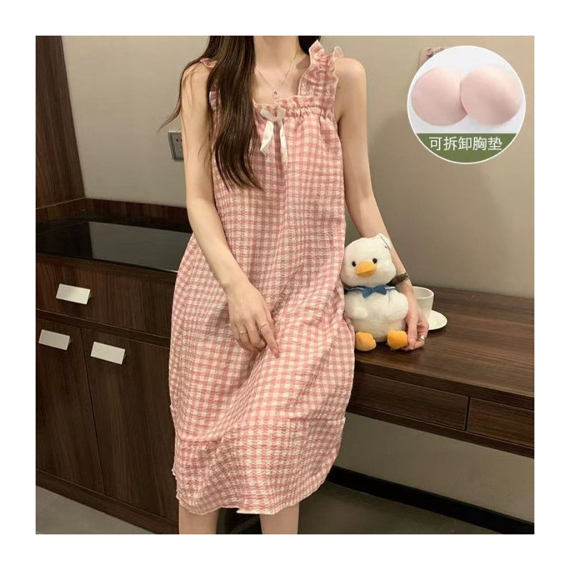 Women Fashion Floral Print Loose Nightgown