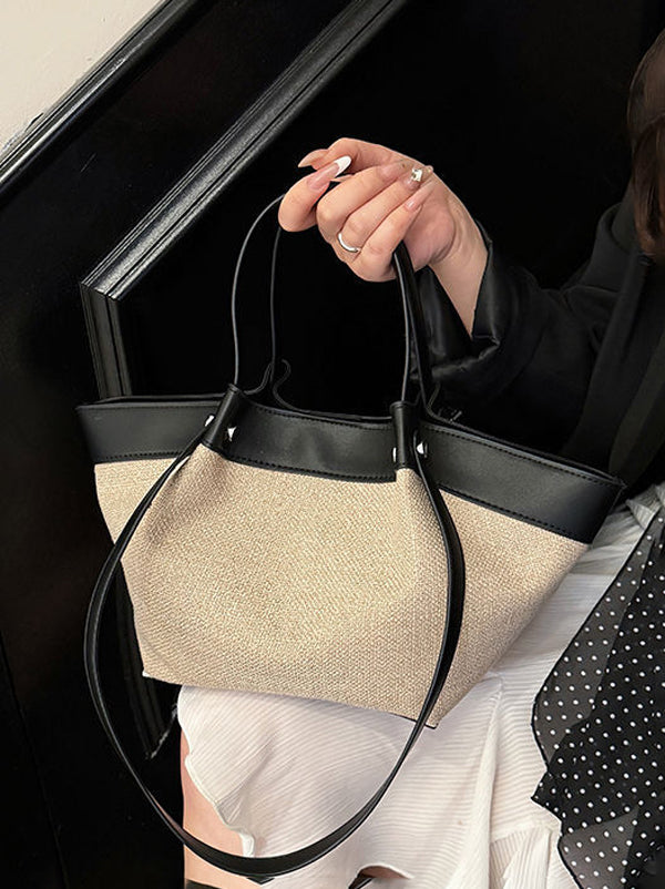 Contrast Color Zipper Shoulder Bags