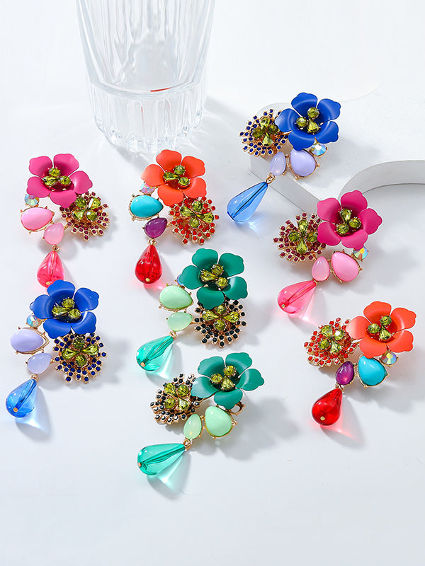 Flower Shape Drop Earrings