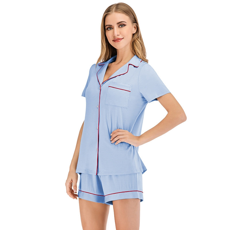 Women Casual Solid Color Pajamas Two-Piece Set