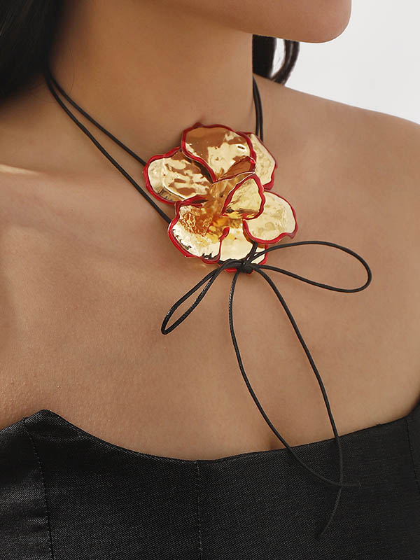 Flower Shape Tied Necklaces Accessories