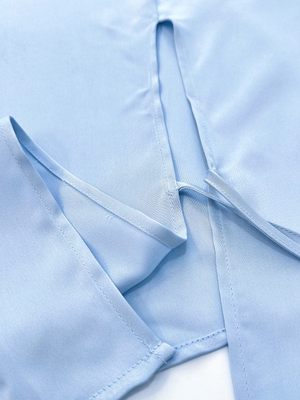 Loose Solid Color Split-Joint Boat Neck Long Sleeves Blouse & Shirt + Skirt Two Pieces Set