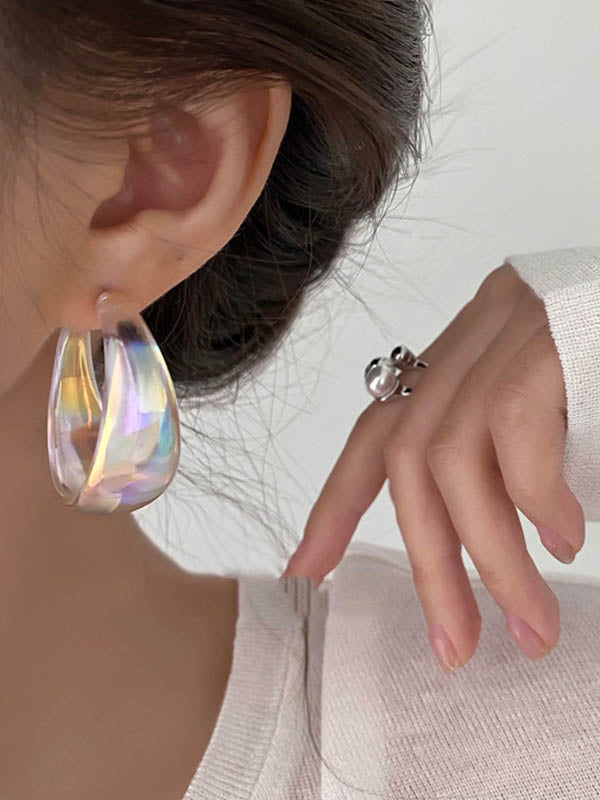 Normcore Contrast Color Geometric Drop Earrings