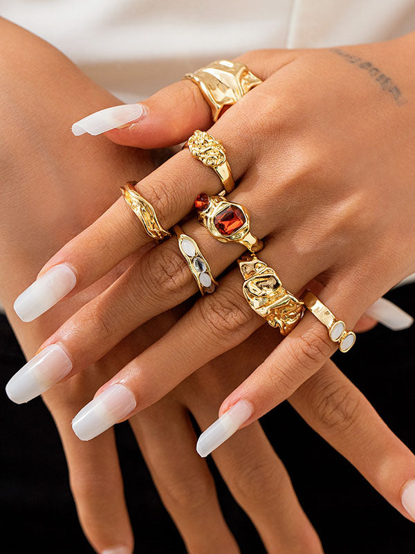 Geometric Rhine Stones Rings Accessories