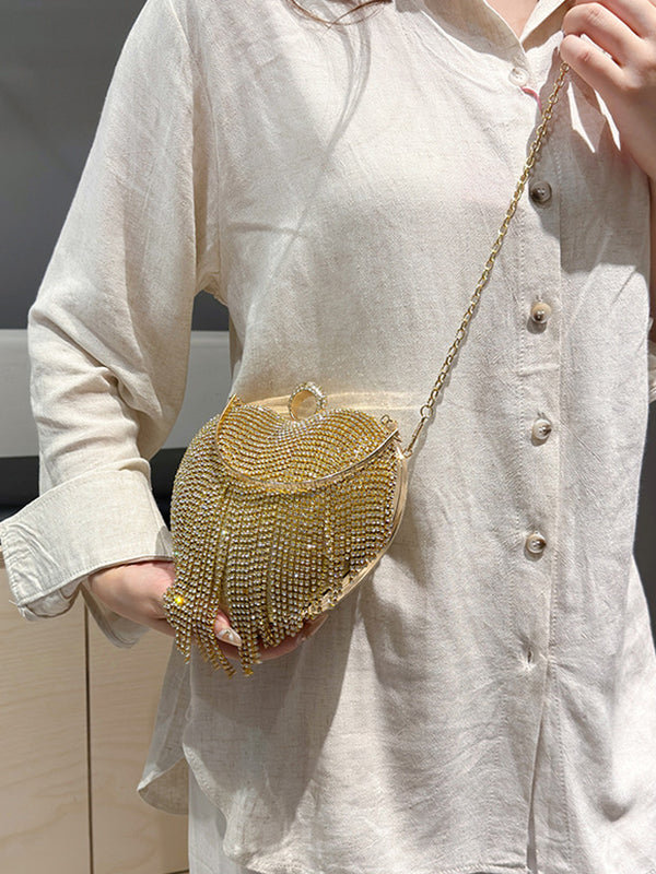 Heart Shape Shiny Tasseled Evening Bags & Clutches