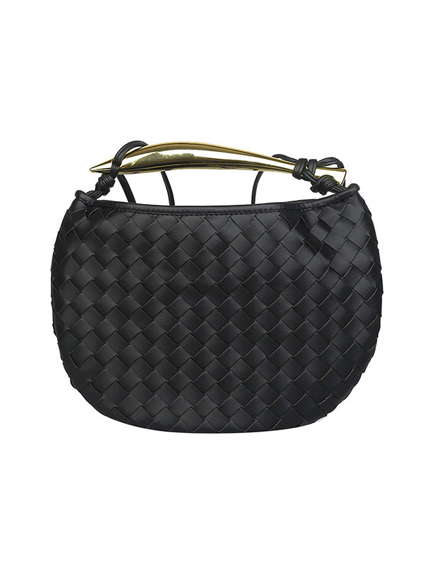 Geometric Split-Joint Woven Zipper Bags Handbags