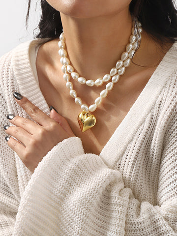 Double Layered Heart Shape Necklaces Accessories