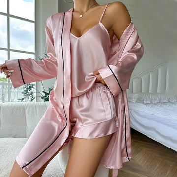 Women Elegant Fashion Pajamas Three-Piece Set