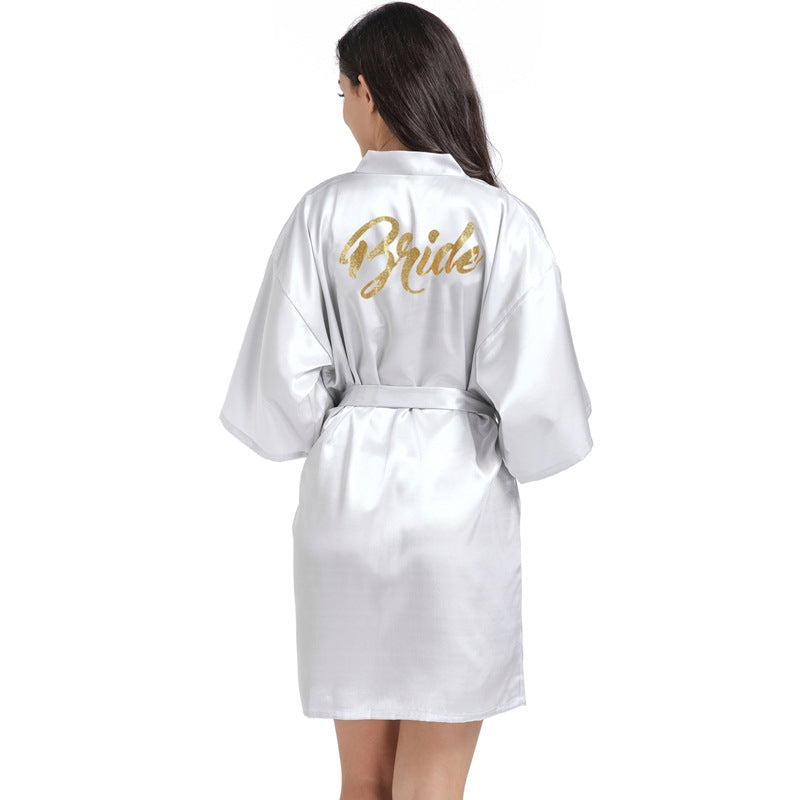 Women Fashion Casual Letter Printed Long-Sleeve Lace-Up Dress Pajamas
