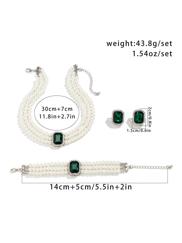 Geometric Layered Rhine Stones Bracelet Accessories + Necklaces Accessories + Earrings Accessories