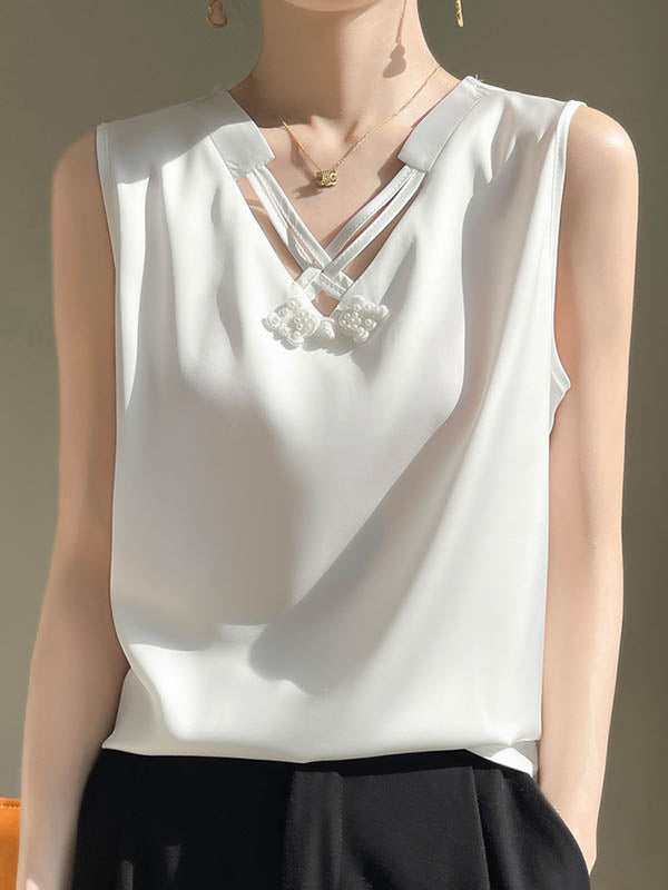 Loose Plus Size Solid Color V-Neck Vest Top