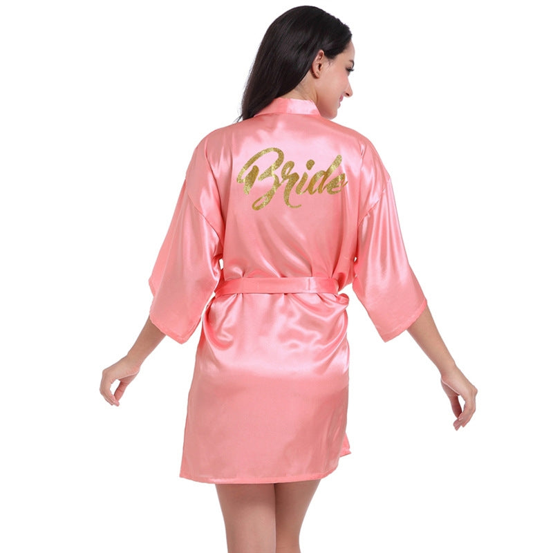 Women Fashion Casual Letter Printed Long-Sleeve Lace-Up Dress Pajamas