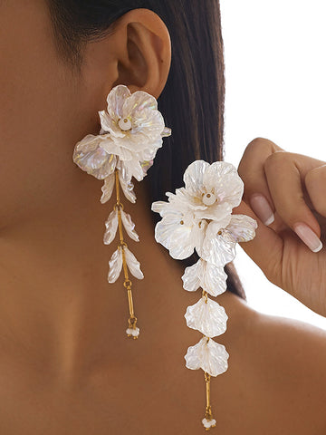 Beaded Flower Shape Earrings Accessories