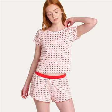 Women Fashion Casual Printed T-Shirt Loose Shorts Pajamas Two-Piece Set