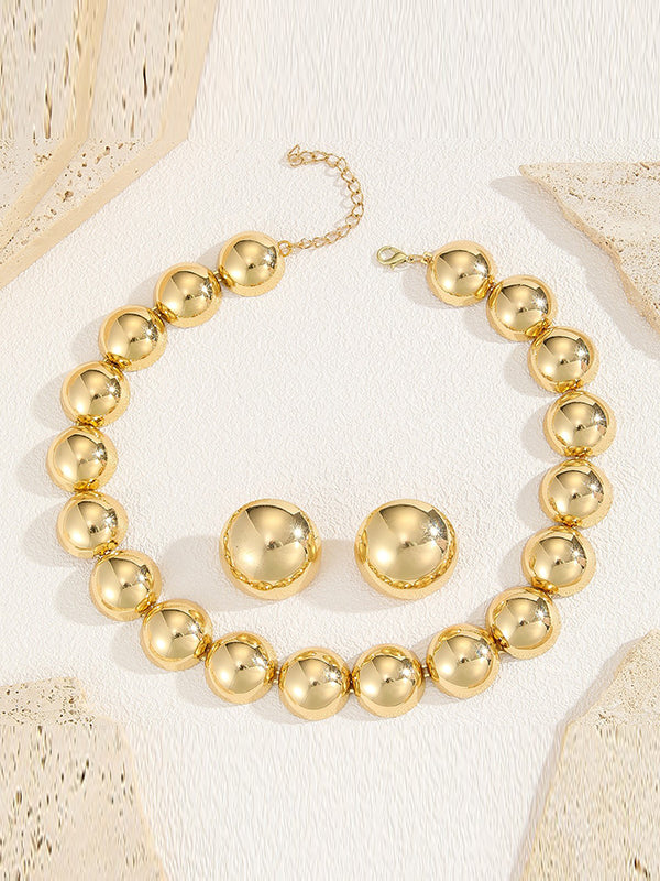 Beaded Solid Color Split-Joint Necklaces + Earrings Accessories Three Pieces