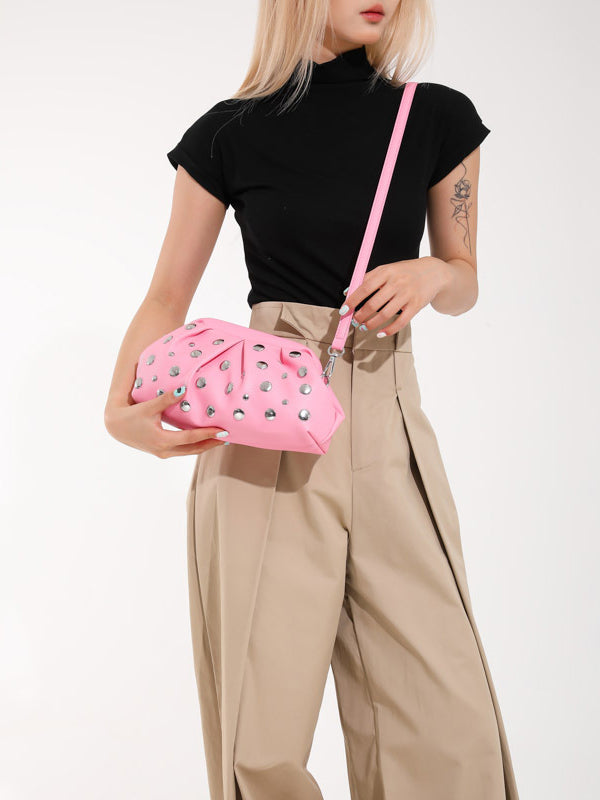 Pleated Rivet Split-Joint Mini Bags Shoulder Bags