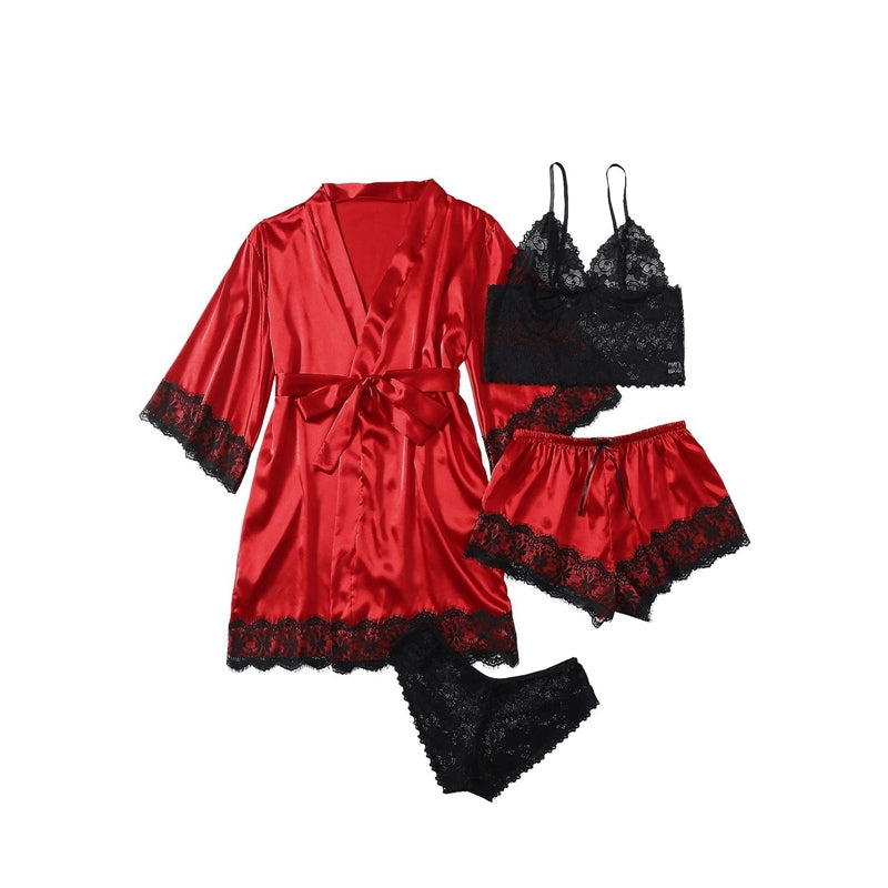 Women Sexy Home Pajamas Four-Piece Set