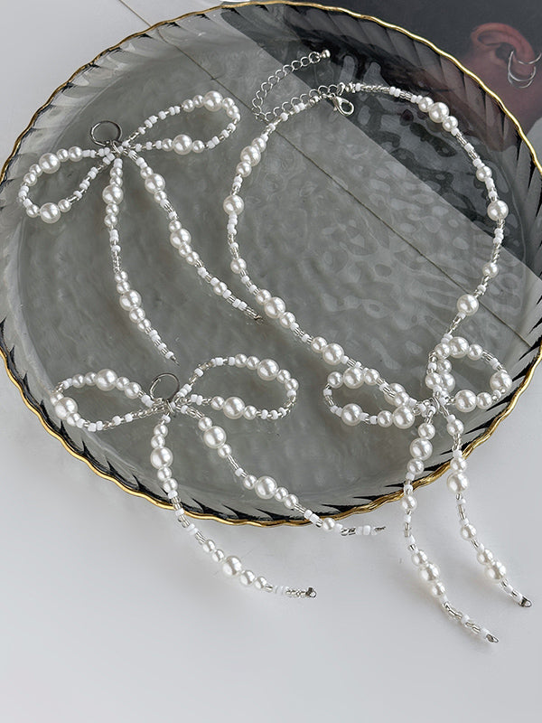 Bowknot Drop Earrings + Necklaces Accessories