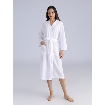 Fashion Casual Solid Color Waffle Thin Long-Sleeve Lace-Up Pajamas