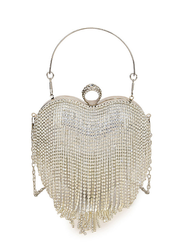 Heart Shape Shiny Tasseled Evening Bags & Clutches