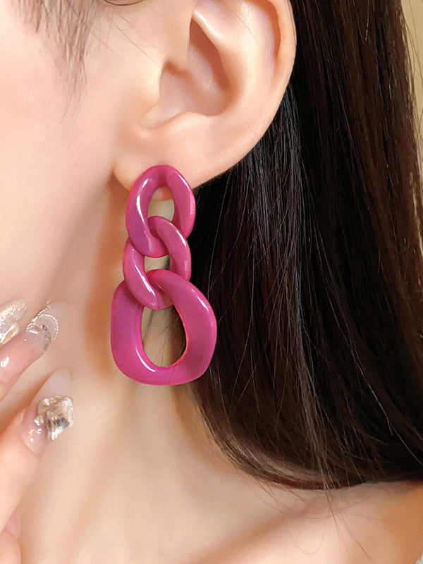 Geometric Solid Color Drop Earrings