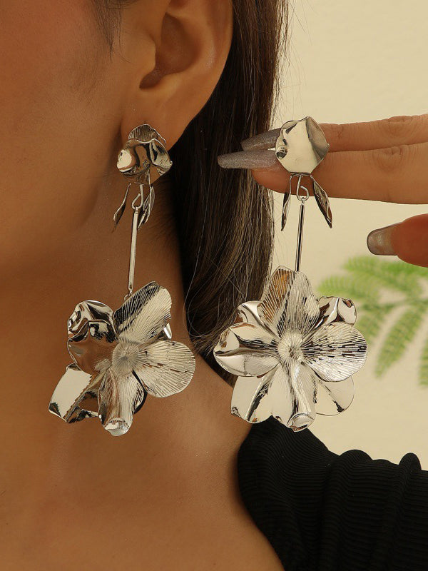 Flower Shape Geometric Drop Earrings