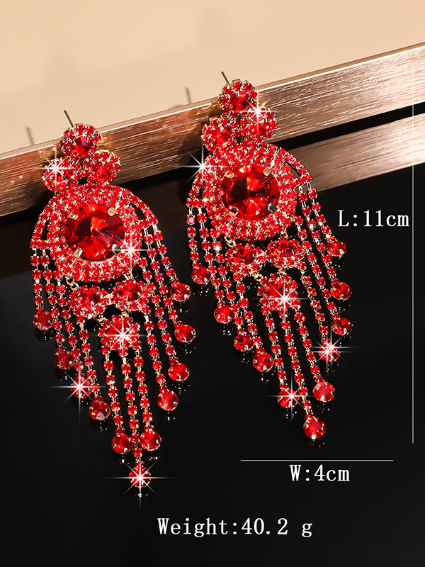 Geometric Tasseled Drop Earrings