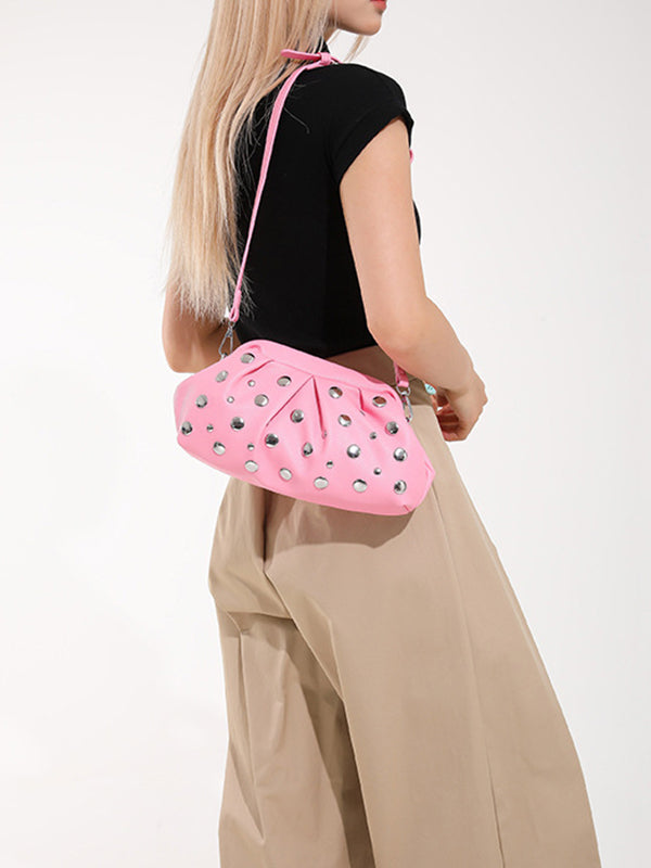 Pleated Rivet Split-Joint Mini Bags Shoulder Bags
