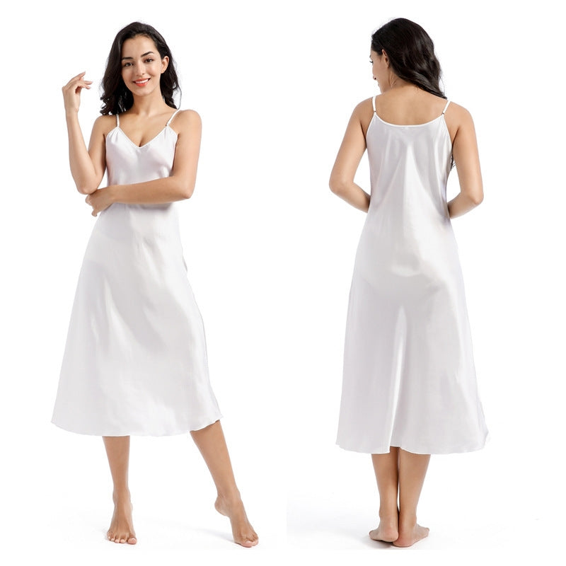Women Sexy Solid Color Sling Nightgown