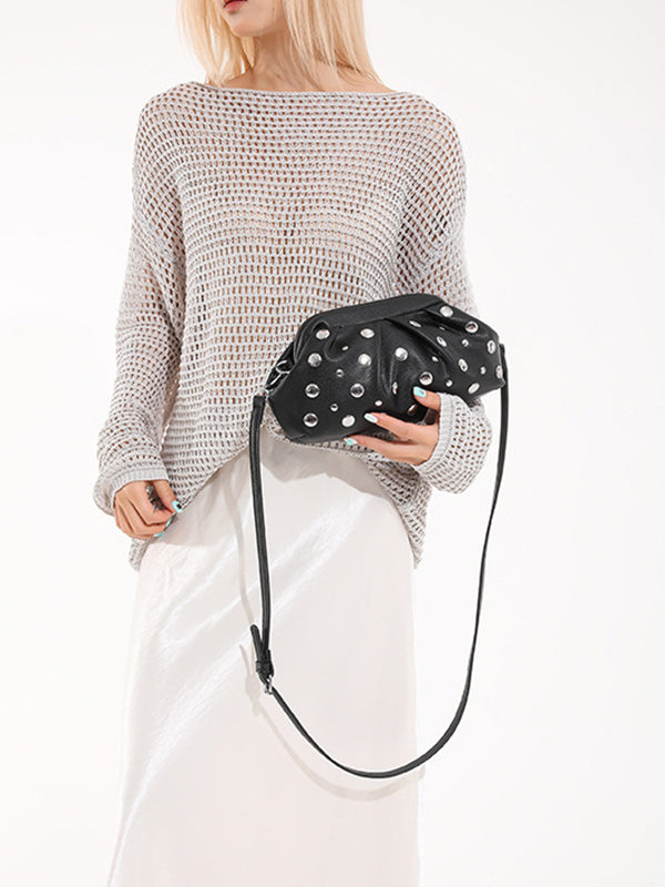 Pleated Rivet Split-Joint Mini Bags Shoulder Bags