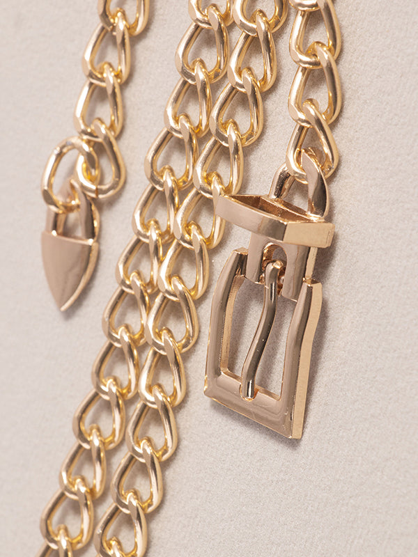 Buckle Chains Solid Color Belts
