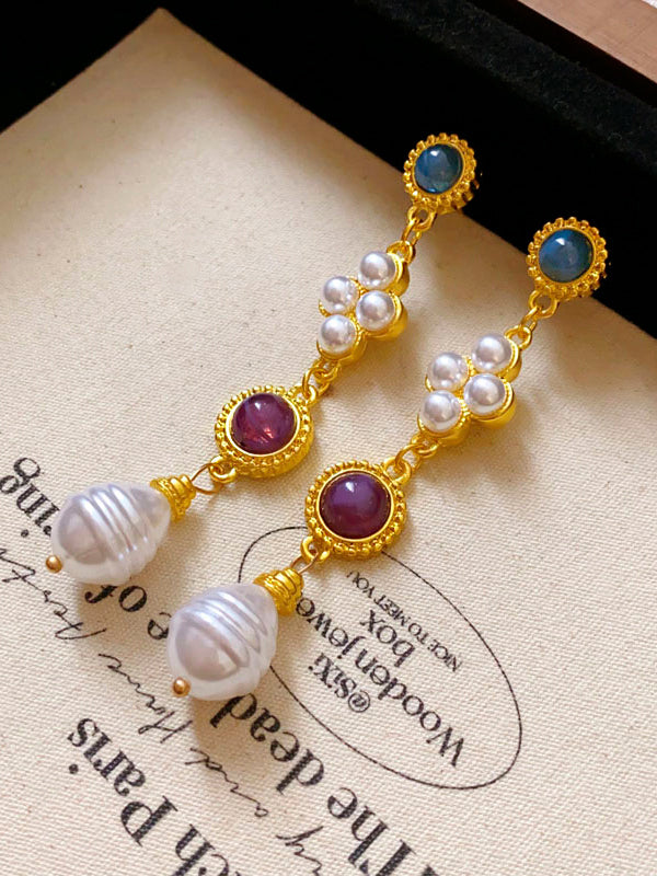 Geometric Tasseled Drop Earrings